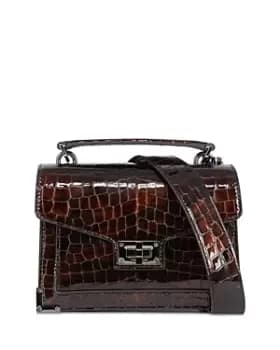 The Kooples Emily Small Croc Embossed Leather Handbag