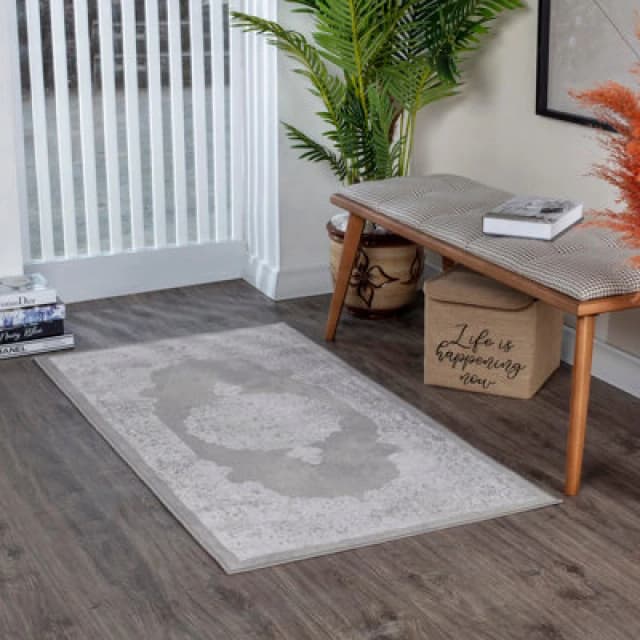 Livabliss Vintage Oriental Boho White/grey Defne Area Rug 80 X 150 Cm - Easy Care, Non Shedding, Ideal For Living Room & Bedroom