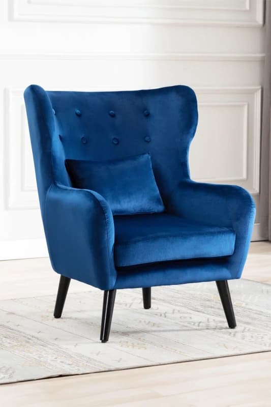 More4Homes Winslow Wing Back Fabric Occasional Button Back Modern Accent Armchair Navy