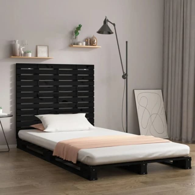 Vidaxl Wall Headboard Black 106X3X91.5cm Solid Wood Pine, Black 824667