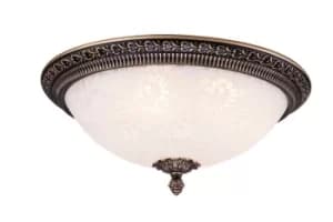 Pascal Flush Bowl Ceiling Lamp Bronze Antique, 3 Light, E27