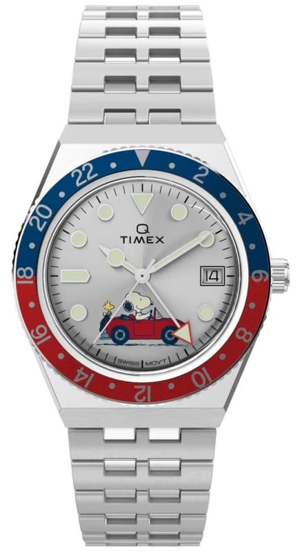 Timex TW2W83300 x Peanuts Q Timex GMT (38mm) Silver Dial / Watch
