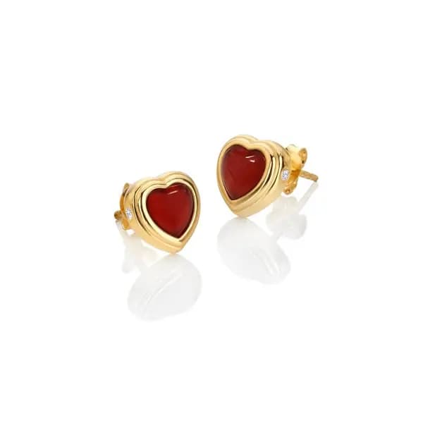 Hot Diamonds x Gemstones 18ct Gold Plated Sterling Silver Heart Stud R