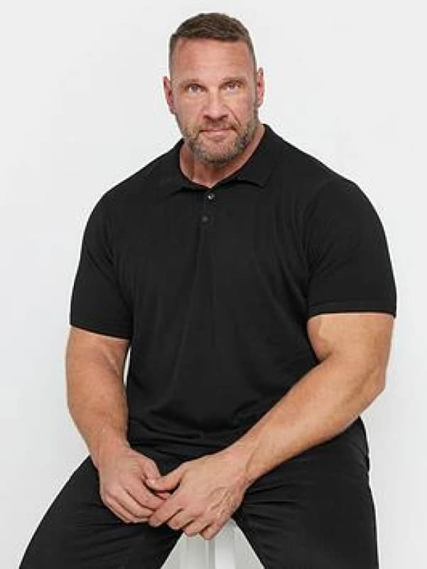 BadRhino BadRhino Men Knitted Short Sleeve Polo Shirt in Black Size: 5-6X-Large Black 5-6XL Male 5063111862597