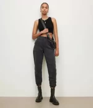 AllSaints Womens Womens Relaxed Fit Val High-Rise Tapered Trousers, Grey, Size: 10, Grey