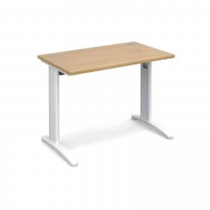 TR10 Straight Desk 1000mm x 600mm - White Frame Oak Top