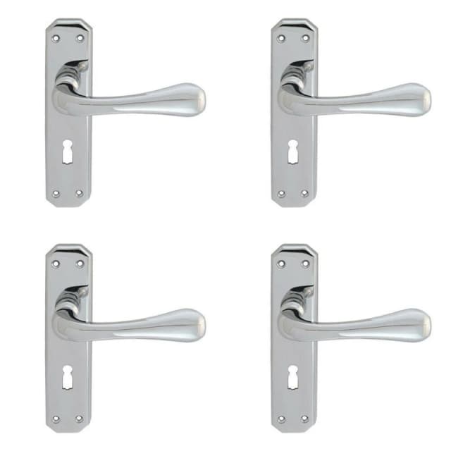 Loops 4x PAIR Heavy Duty Handle on Angular Lock Backplate 180 x 40mm Polished Chrome Multi