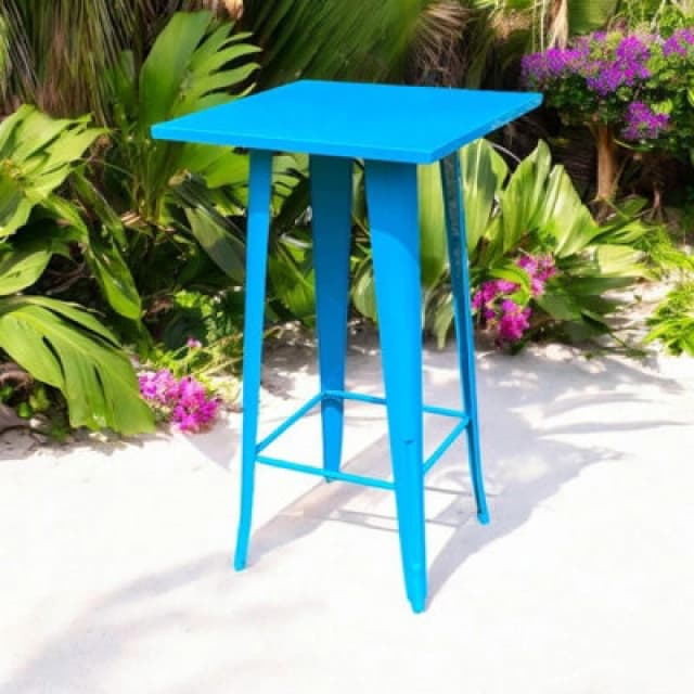 Minster Garden Bar Table - Metal - L60 X W60 X H115cm - Blue