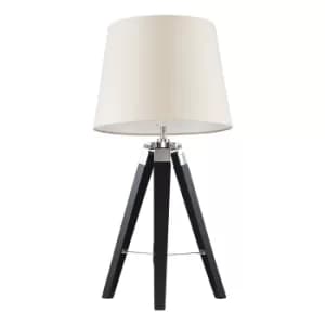 Clipper Black and Chrome Tripod Table Lamp with Beige Aspen Shade