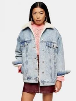Topshop Oversized Borg Jacket - Bleached
