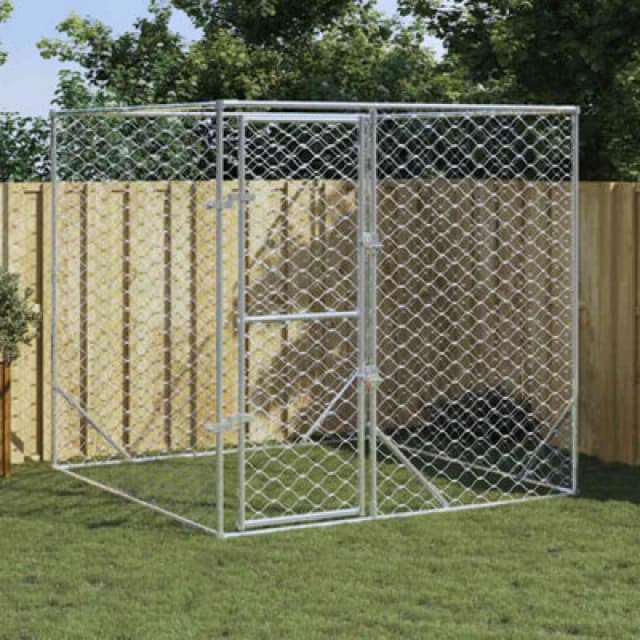 VIDAXL Outdoor Dog Kennel Silver 2x2x2 m Galvanised Steel vidaXL 8720845913182