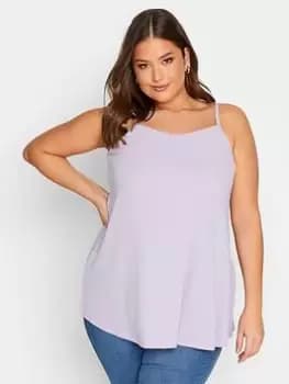 Yours Ribbed Swing Cami Vest Top - Lilac, Purple, Size 16, Women