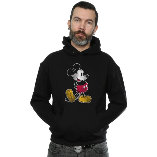 Disney Men Mickey Mouse Classic Kick Hoodie in Black Size: Small Black S Male 5059934192409