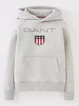 Gant Boys Shield Hoodie - Grey Marl, Size 15 Years