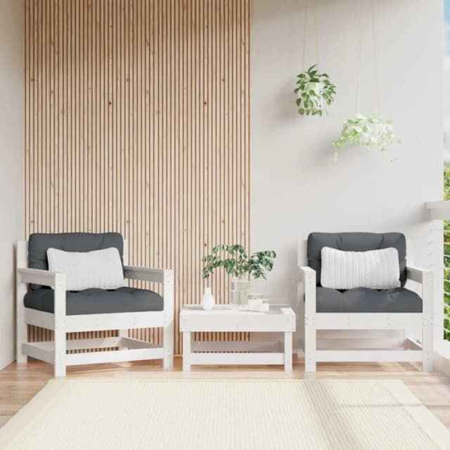 VIDAXL Garden Chairs with Cushions 2 pcs White Solid Wood Pine Vidaxl 8720845802158