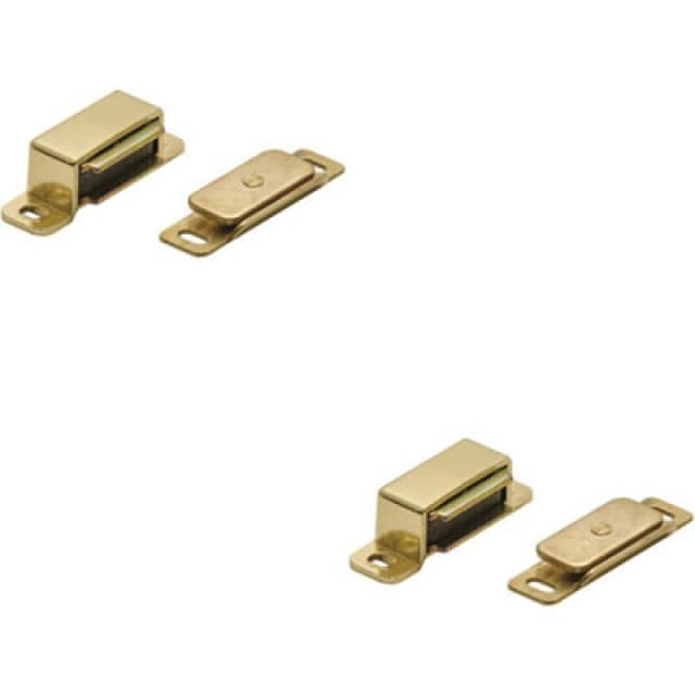 Loops 2x Magnetic Cupboard Door Catch 37mm Fixing Centres 6kg Pull Electro Brassed Metallics unisex
