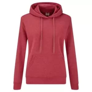 Fruit Of The Loom Ladies Lady Fit Hooded Sweatshirt / Hoodie (XS) (Heather Red)