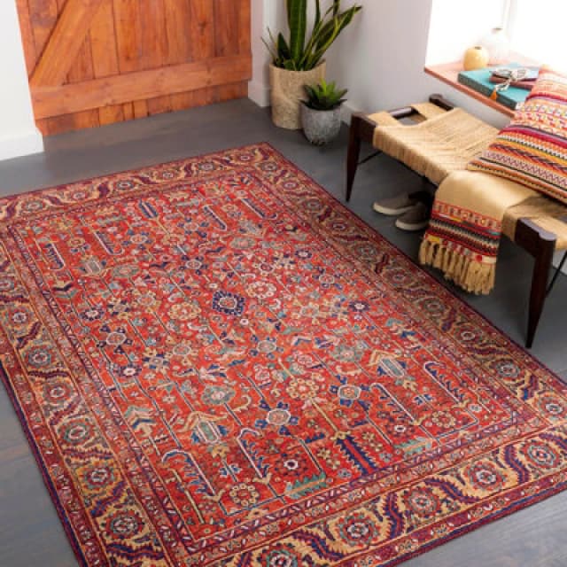 Livabliss Vintage Oriental Boho Burnt Orange Doina Area Rug 152 X 229cm - Easy Care, Non Shedding, Ideal For Living Room & Bedroom