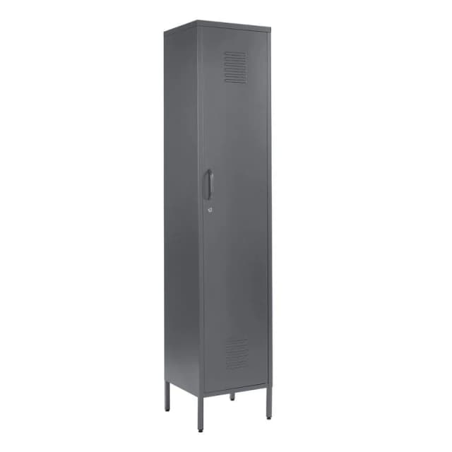Moderna Grey Metal Locker Cabinet, Tall 3 Shelf, 1 Door for Home or Office in White White Unisex