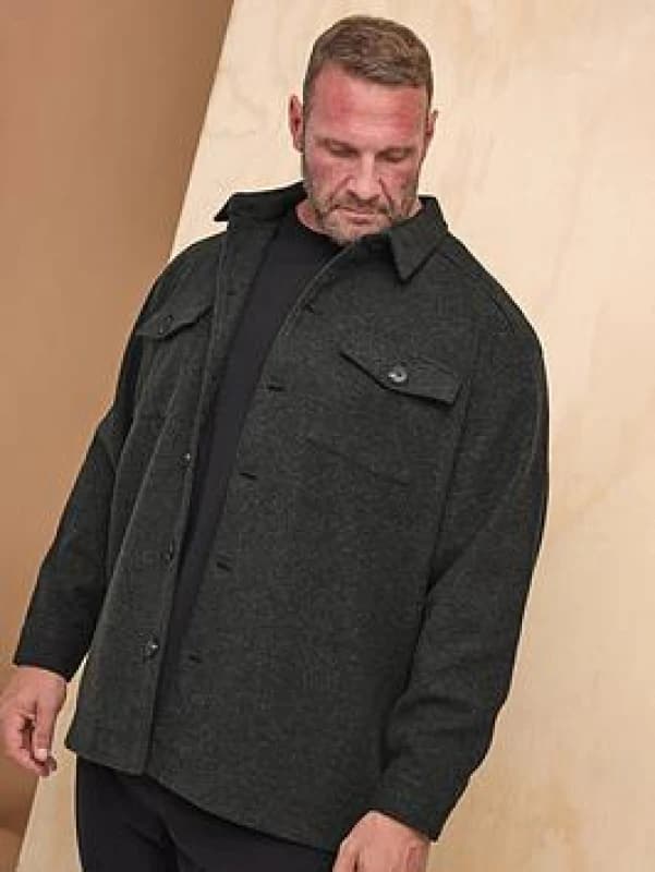 BadRhino Button Down Shacket Charcoal