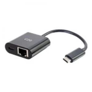 C2G USB-C Ethernet Adapter with Power - Black