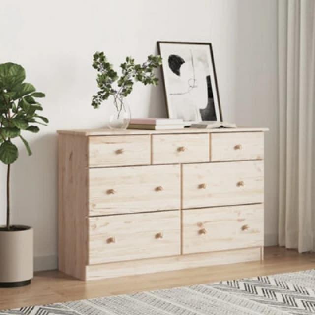 Vidaxl Chest Of Drawers Alta 112X35X73cm Solid Wood Pine, Brown 353919