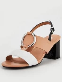 Wallis Circle Trim Block Heel Sandals - Camel/White, Camel, Size 8, Women