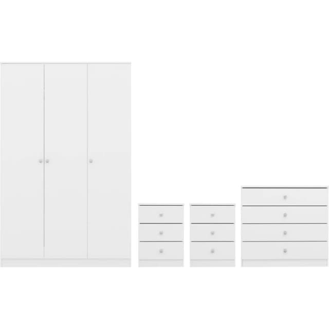 Seconique Denver 3 Door Wardrobe Bedroom Set in White White Unisex