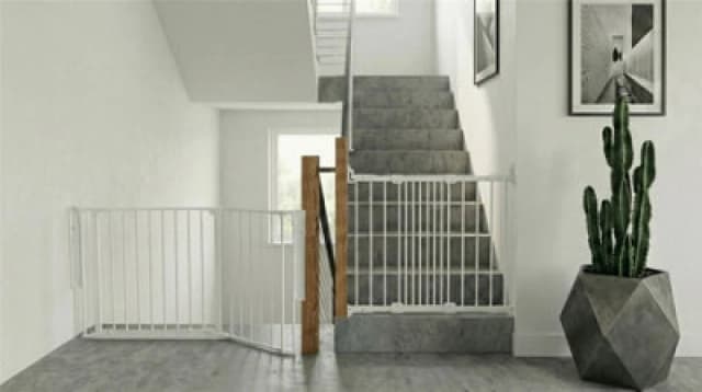 Safetots Solution For Up And Down Staircases, White, Multi Panels, Up To 154Cm, And, Screw Fit Gate, 67Cm - 105.5Cm