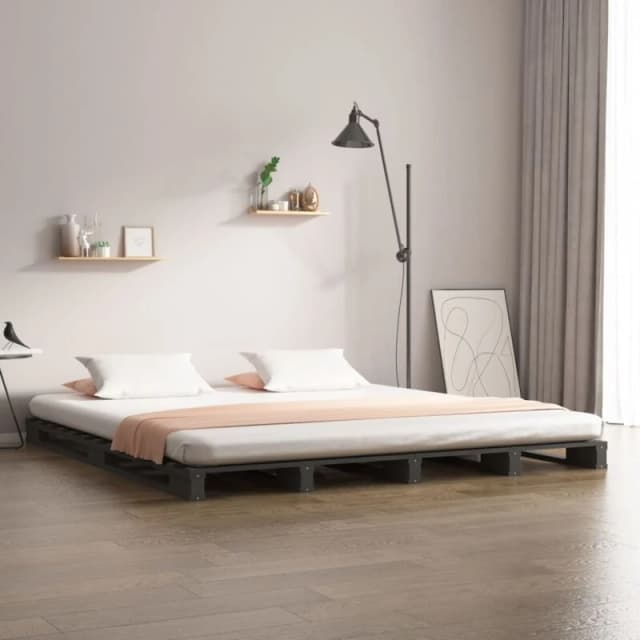 Vidaxl Pallet Bed Grey 120X200 Cm Solid Wood Pine, Grey 821389