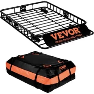 VEVOR Roof Rack Cargo Basket, 130.5 x 91.5 x 12.7cm Rooftop Cargo Carrier w/ 15 Cu Ft Waterproof Cargo Bag, 90 kg Capacity Universal Rack Carrier for
