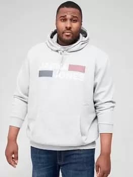 Jack & Jones Big & Tall Core Logo Overhead Hoodie - Light Grey Melange, Light Grey Melange, Size 3XL, Men