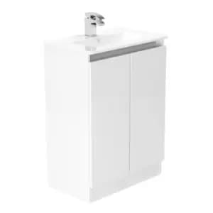 Newland 600mm Double Door Ceramic Basin Unit - White Gloss