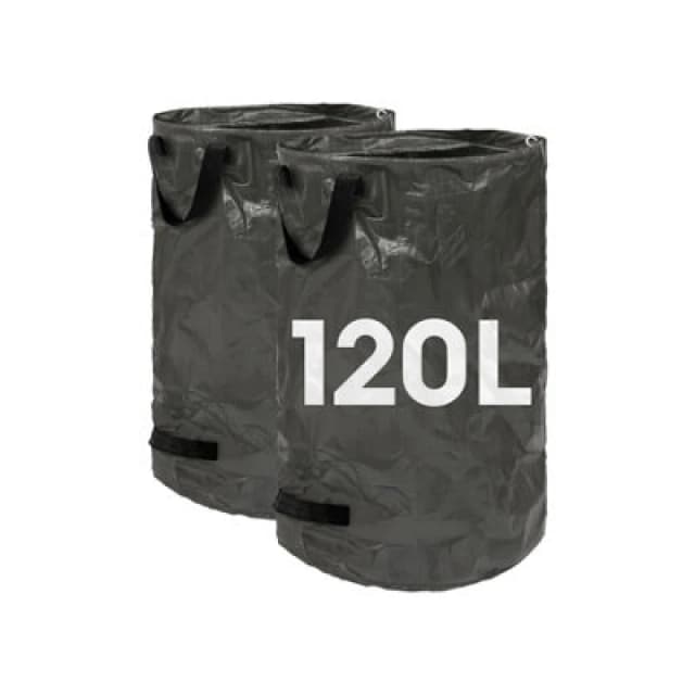 Harbour Housewares 120L Garden Waste Bags With Handles - Black - 2X Large Strong Reusable Plastic Heavy Duty Gardening Rubbish Refuse Sacks