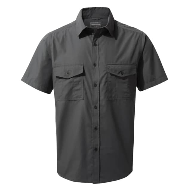 Craghoppers Craghoppers Men NosiDefense Cotton-Blend 'Kiwi' Short Sleeve Shirt in Dark Grey Size: Small Dark Grey S Male 5054904523009