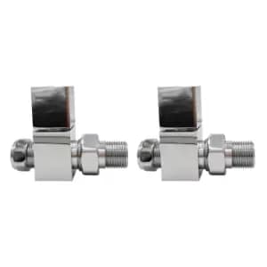 Chrome Square Straight Radiator Valves - For Pipework Which Comes From The Floor