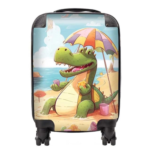 Warren Reed - Designer A Crocodile On A Beach Holiday Suitcase in Yellow Size: Large Yellow Unisex Large