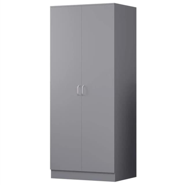 FWStyle FWStyle 2 Door Double Wardrobe Grey Scratch Resistant Storage Grey One Size Unisex 5056413127730