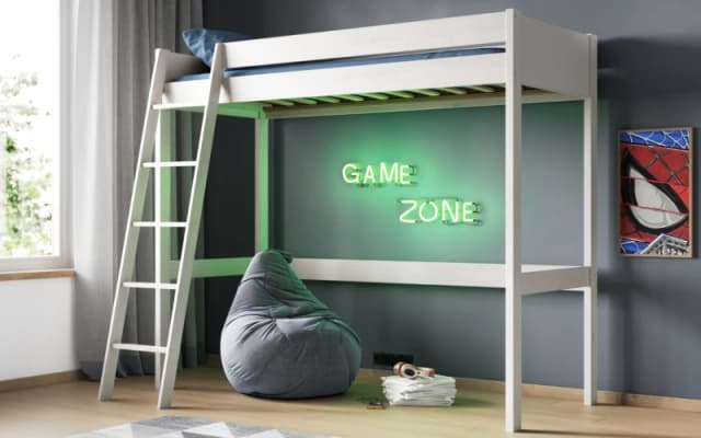 Noomi Tera Solid Wood High Sleeper Bed in White Size: EU Single White Unisex EU Single