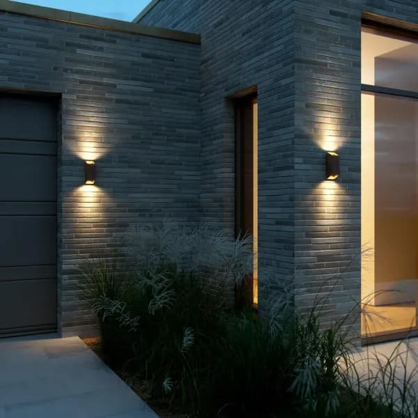 Nico Square 22 GU10 Outdoor Patio Garden Terrace Aluminium Wall Light in Rust (H) 23.5cm