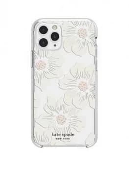 Kate Spade New York New York Protective Hardshell Case For iPhone 11 Pro - Hollyhock Floral Clear/Cream With Stones