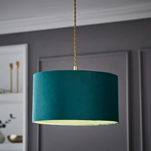 VALUELIGHTS Velvet Ceiling Light Shade Lampshade Drum Pendant Easy Fit - Medoium - Forest Green 26292