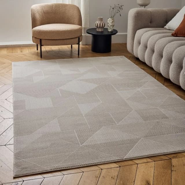 THE RUGS Carmel Modern Area Rugs & Runners Geometric Design Soft Pile in Beige Size: 80cm x 150cm Beige Unisex 80cm x 150 cm