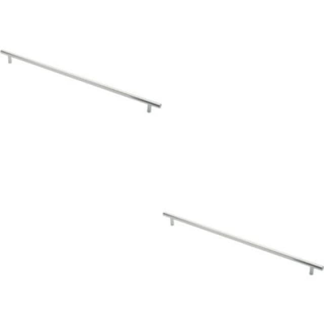 Loops 2x Round T Bar Cabinet Pull Handle 508 x 12mm 448mm Fixing Centres Chrome Multi unisex