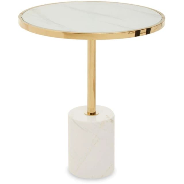Fifty Five South Oria White Marble End Table Gold unisex One Size