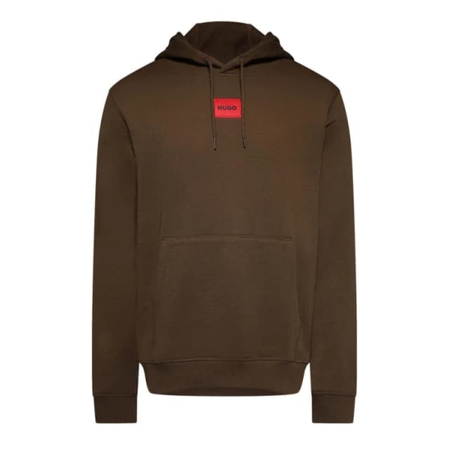 Hugo Daratschi Cotton Terry Hoodie with Logo Label Brown male XS