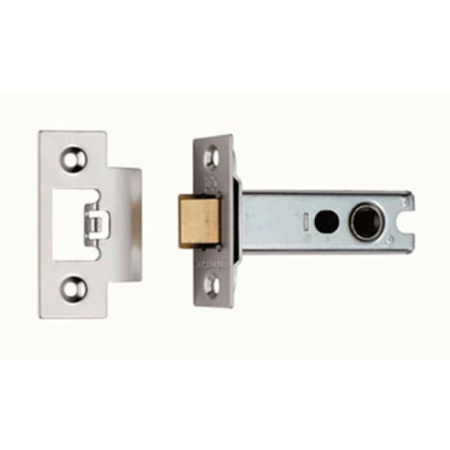Loops 76mm Heavy Sprung Tubular Door Latch 8mm Follower Square Forend Satin Chrome Multi unisex