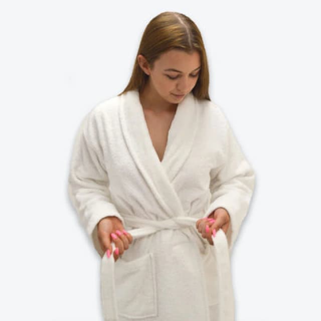 Allure Bath Fashions Hotel Luxury Unisex Towelling Bathrobe - White, S/m