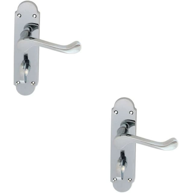 Loops 2x PAIR Victorian Upturned Lever on Bathroom Backplate 170 x 42mm Chrome Multi
