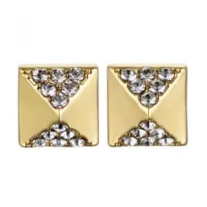 Ladies Karl Lagerfeld Gold Plated Pave Pyramid Earrings